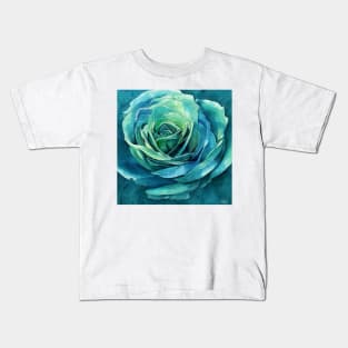 Green Blue Rose Kids T-Shirt